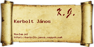Kerbolt János névjegykártya