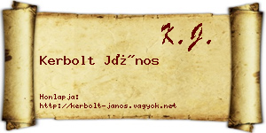 Kerbolt János névjegykártya